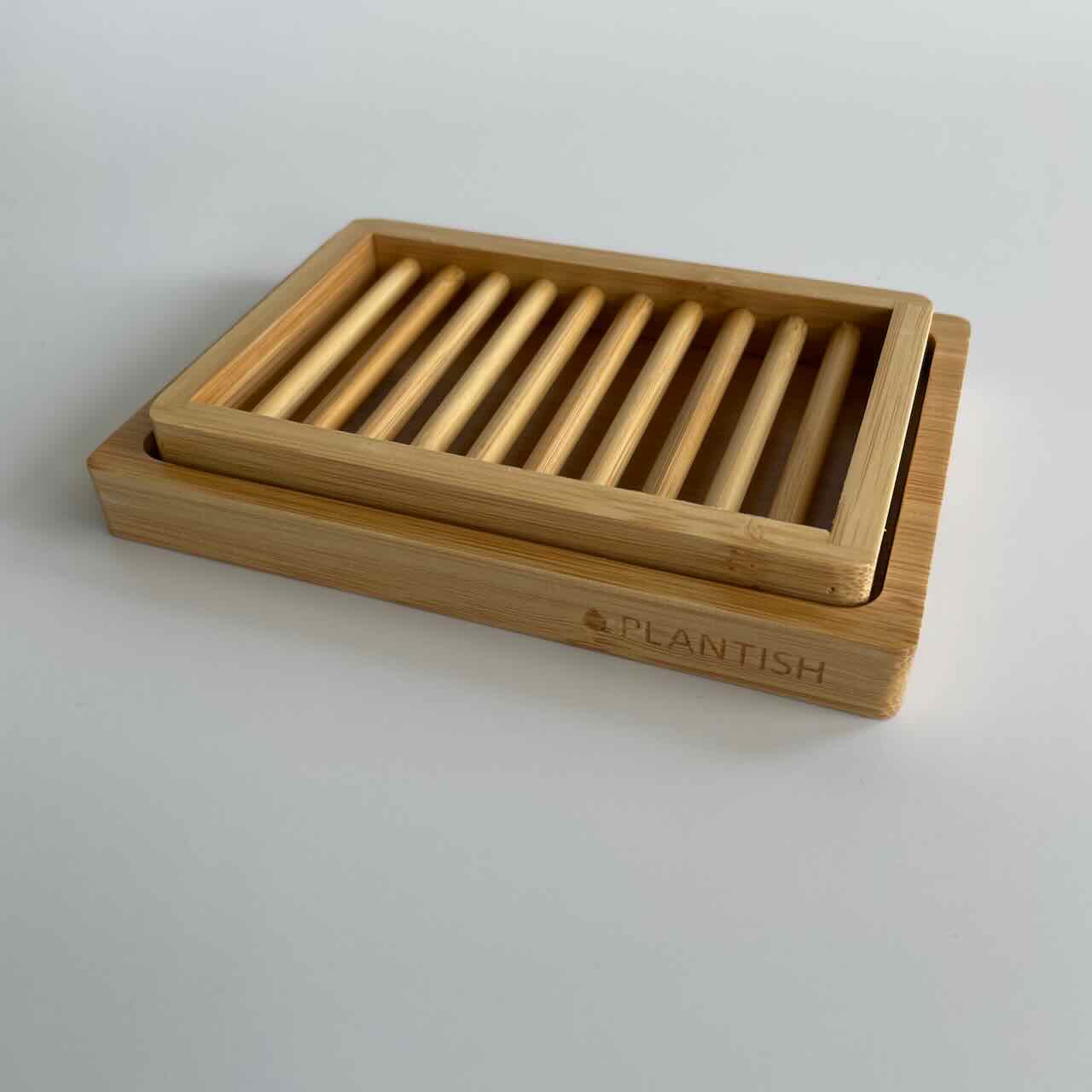 Bamboo Soap Dish Dual Layer 100 Bamboo