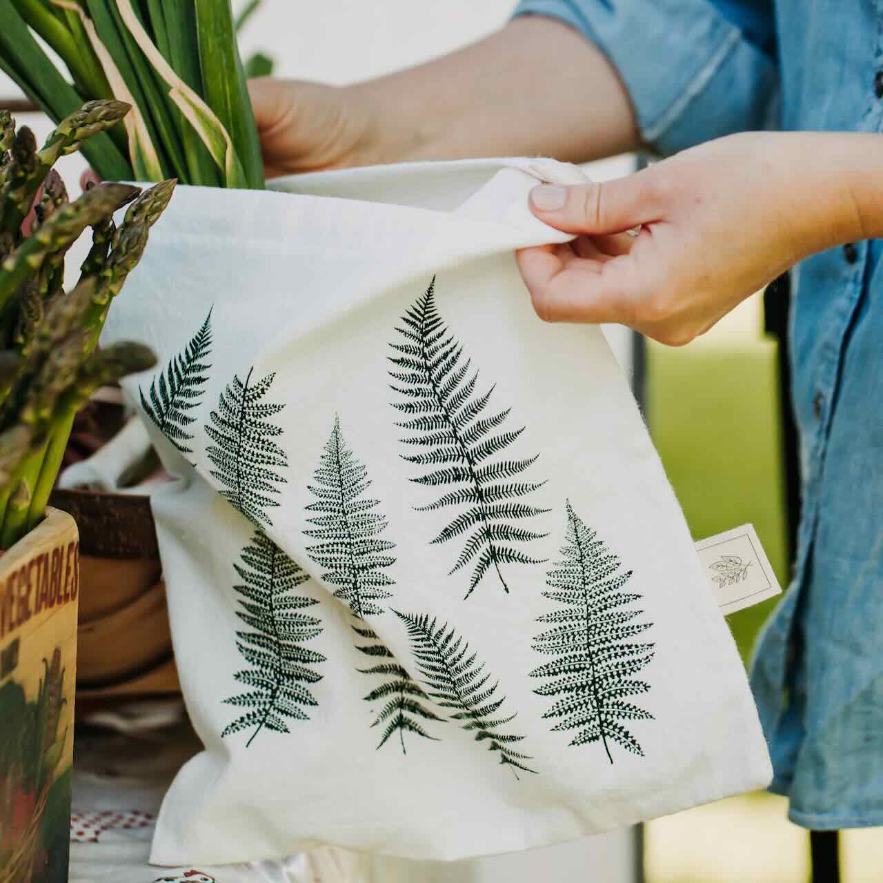 Fern Organic Cotton Tote Bag, Reusable Bag, Eco Friendly Bag, Shopping Bag  -  Canada